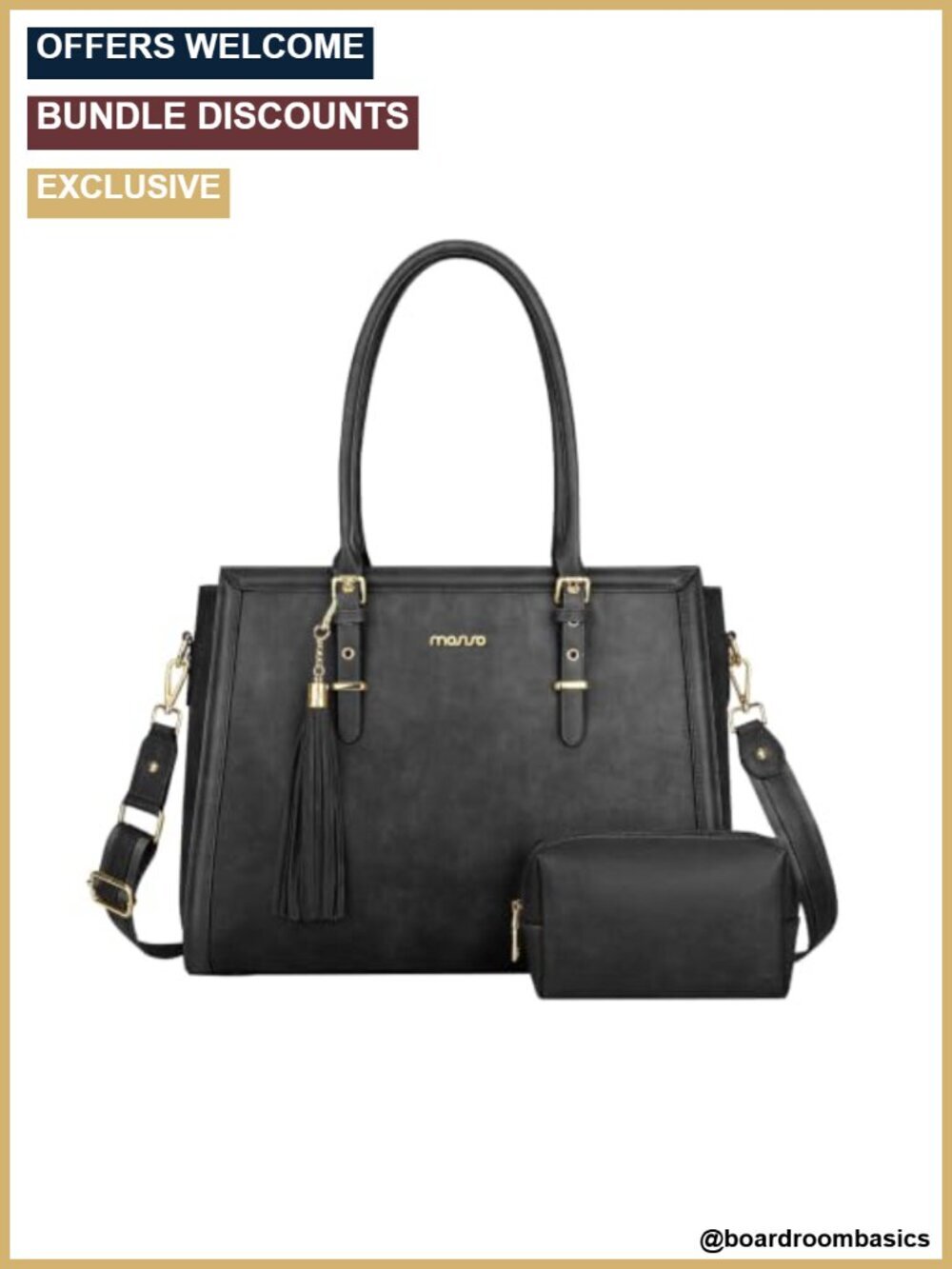 15.6 inch Faux Leather Laptop Tote Bag with Padded Compartment,